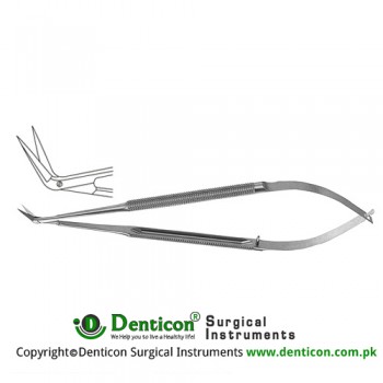 Micro Vascular Scissors Round Handle - Fine Blades - Angled 60° Stainless Steel, 16.5 cm - 6 1/2"